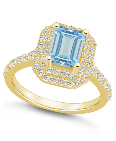 Macy's Aquamarine And Diamond Halo Ring