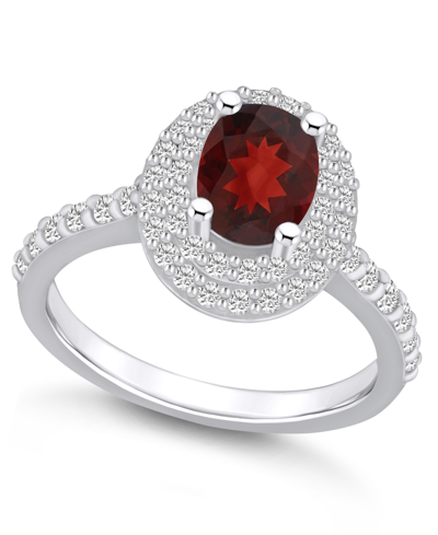 Macy's Garnet And Certified Diamond Halo Ring