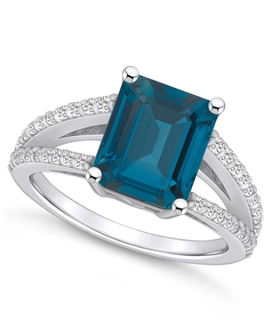 Macy's London Blue Topaz And Diamond Accent Ring In 14k White Gold