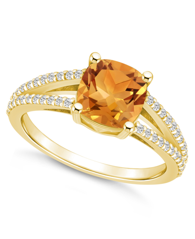 Macy's Citrine And Diamond Accent Ring In 14k Yellow Gold