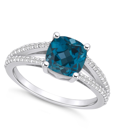 Macy's London Blue Topaz And Diamond Accent Ring In 14k White Gold