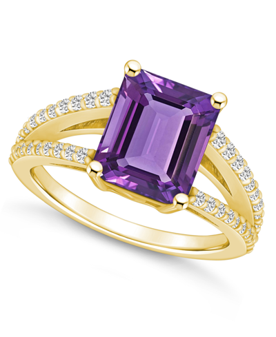 Macy's Amethyst And Diamond Accent Ring In 14k Yellow Gold