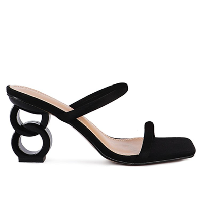 London Rag Downtown Experiment Heel Slide Sandals In Black