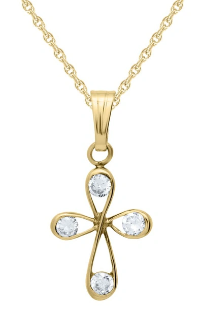 Mignonette Babies' 14k Gold & Cubic Zirconia Loop Cross Necklace
