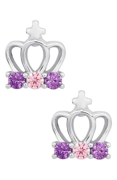Mignonette Babies' Sterling Silver & Cubic Zirconia Crown Stud Earrings