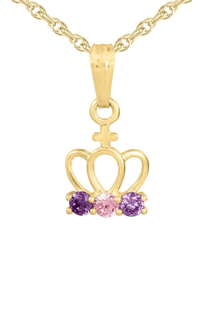 Mignonette Babies' 14k Gold & Cubic Zirconia Crown Pendant Necklace