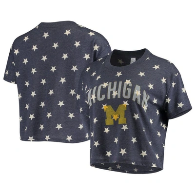 Alternative Apparel Navy Michigan Wolverines Headliner Stars Cropped Tri-blend T-shirt