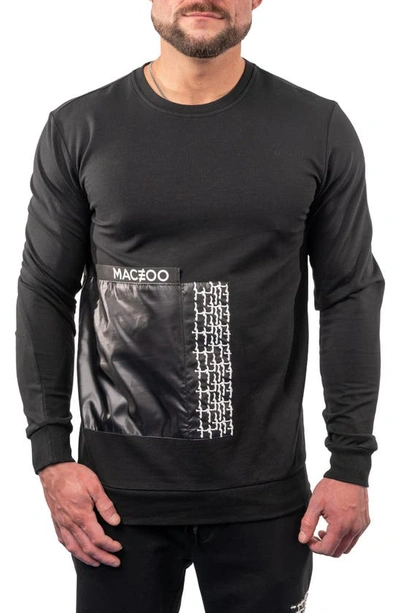 Maceoo Static Black Stretch Cotton Graphic Crewneck Sweater