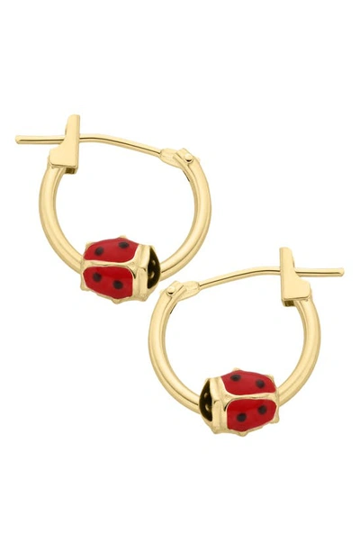 Mignonette Babies' 14k Gold Ladybug Hoop Earrings