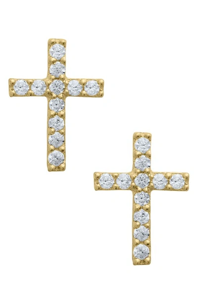 Mignonette Babies' 14k Gold & Cubic Zirconia Cross Stud Earrings