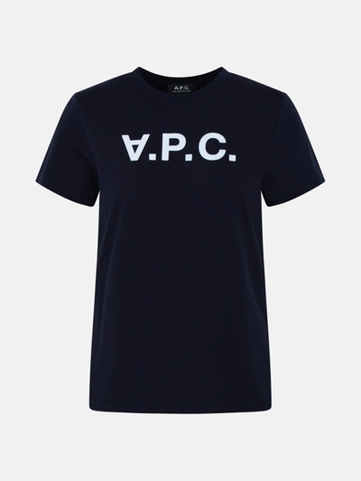 A.p.c. Blue Cotton T-shirt In Navy
