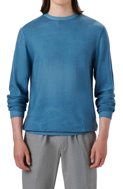 Bugatchi Crewneck Water Repellent Wool Sweater In Cobalt