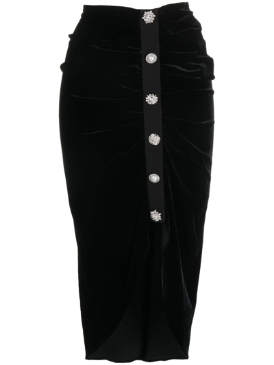 Veronica Beard Navita Crystal-embellished Velvet Midi Skirt In Black