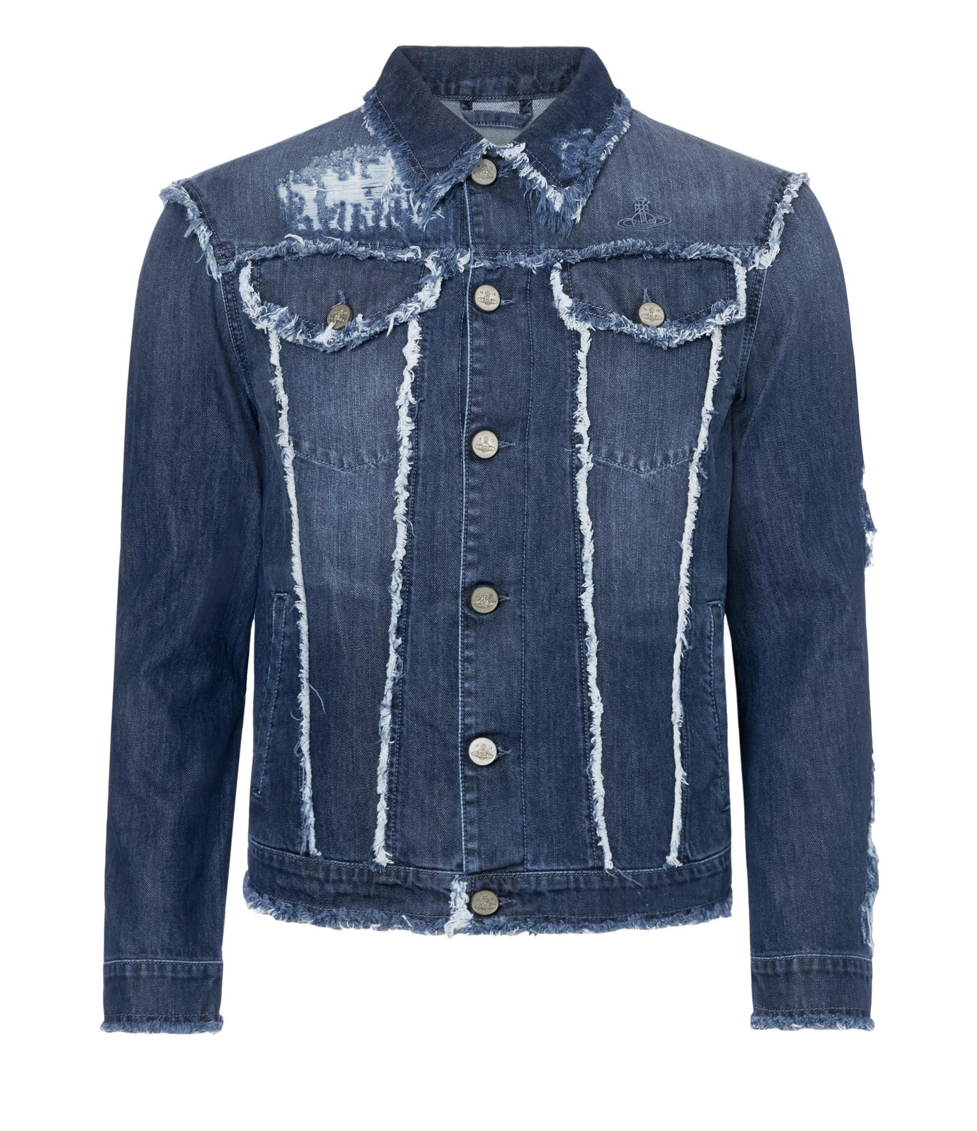 Vivienne Westwood Blue Denim Classic Jacket Fringed | ModeSens