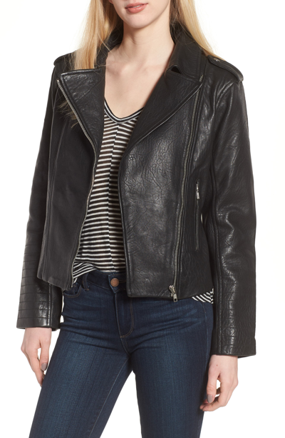 Bb Dakota Mathew Textured Leather Jacket In Black