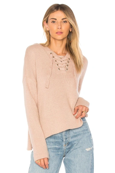 Endless Rose Lace Up Sweater In Powder Blush