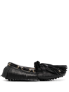 13 09 Sr Fringe Moc-toe Leather Loafers In Black