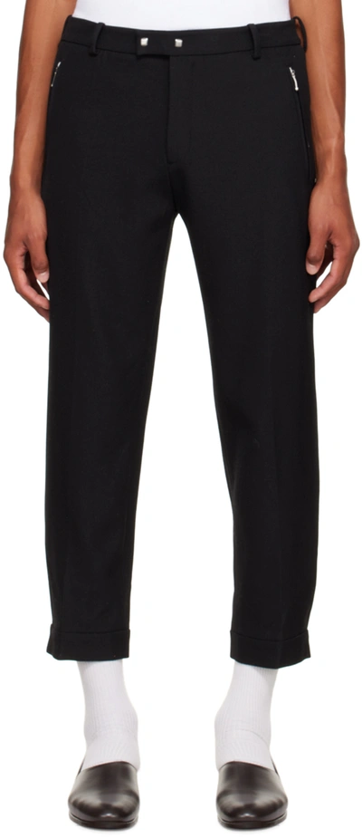 Wales Bonner Coltrane Relaxed-fit Straight-leg Cashmere And Cotton-blend Trousers In Black