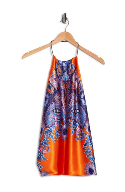 La Fiorentina Paisley Print Halter Blouse In Orange