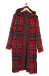 Joseph A Plaid Hooded Maxi Cardigan In Phoenix Plaid