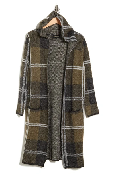 Joseph A Plaid Hooded Maxi Cardigan In Oregon Plaid