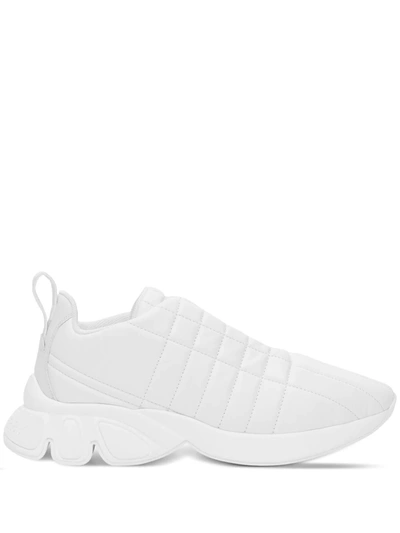Burberry Quilted Leather Classic Sneakers In White