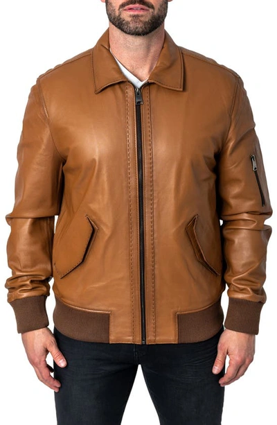 Maceoo Stitch Brown Leather Jacket