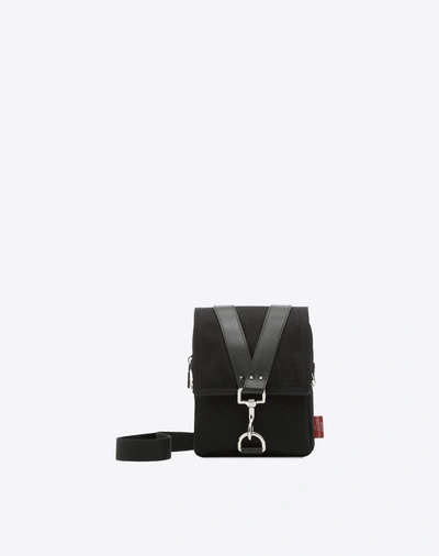 Valentino Garavani Leather-trimmed Canvas Camera Bag In Black