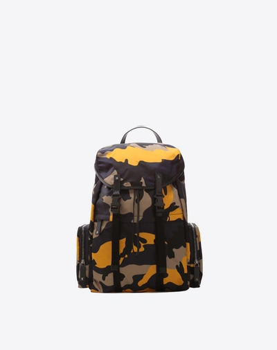 Valentino Garavani Camouflage Large Backpack In Dark Blue
