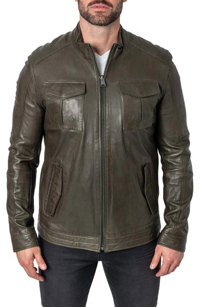 Maceoo Olive Green Leather Jacket