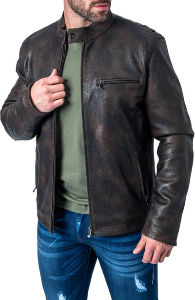 Maceoo Union Brown Leather Jacket