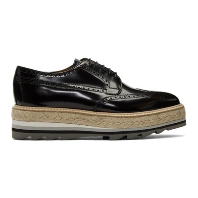 Prada Black Fume Espadrille Brogues In 002 Nero