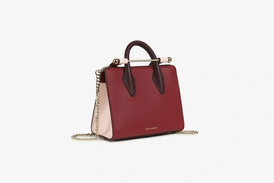 Strathberry Top Handle Leather Mini Tote Bag In Burgundy / Red / Pink