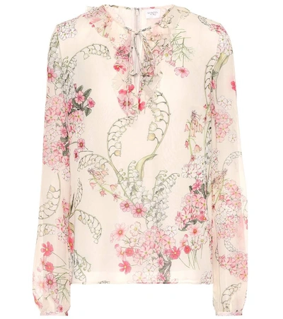 Giambattista Valli Floral-printed Silk Blouse In Beige
