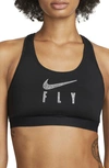 Nike Women's Swoosh Fly High-support Non-padded Mesh-back Sports Bra In Black