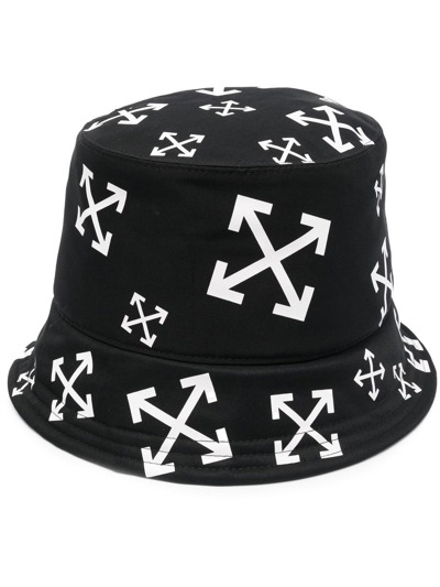 Off-white Crazy Arrow Bucket Hat In Nero