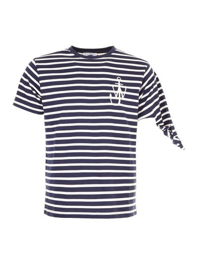 Jw Anderson Knot T-shirt In Navybianco