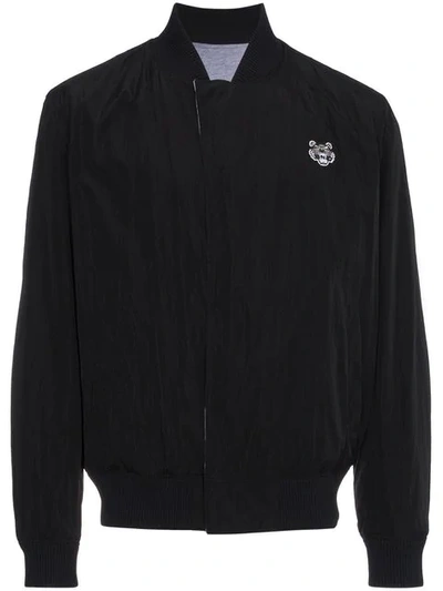Kenzo Tiger Embroidered Reversible Bomber Jacket In Black