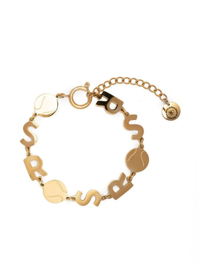 Sporty And Rich Lettered Logo Bracelet In Golden