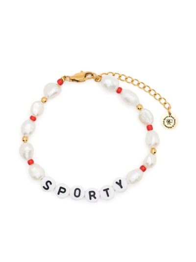 Sporty And Rich Sporty人造珍珠&珠饰手链 In Multi,white