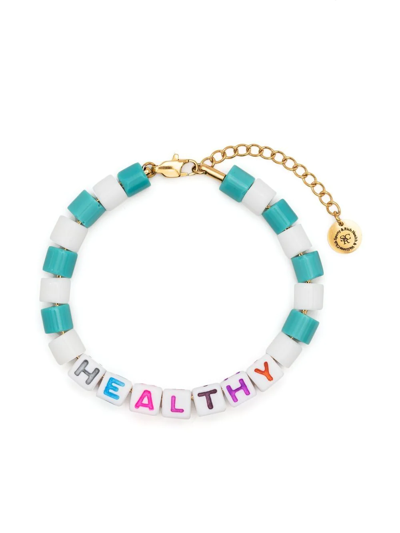 Sporty And Rich Healthy Beaded Bracelet In White,light Blue