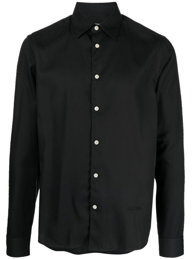 J. Lindeberg Logo-embroidered Long-sleeved Shirt In Black