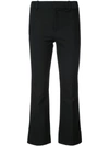 Derek Lam 10 Crosby Cropped Flare Trouser With Tuxedo Piping In Black