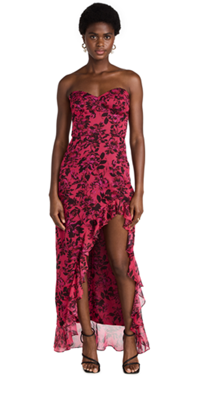 Amanda Uprichard Eden Floral Asymmetric Gown In Femme