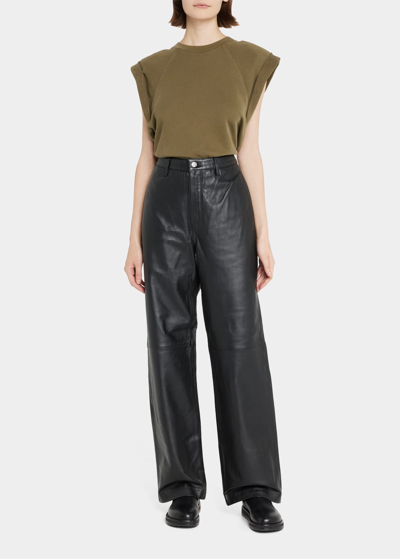 KSUBI CROSSIN HIGH-RISE STRAIGHT LEATHER PANTS 