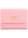 Prada Logo Plaque Wallet - Pink