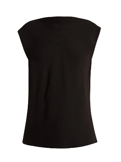 The Row Sandra Draped-back Silk Top In Black