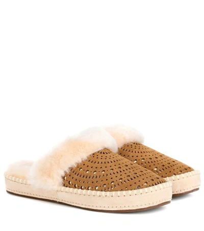 Ugg Aira Sunshine Suede Slippers In Brown