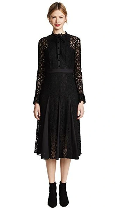 Temperley London Eclipse Lace Collar Dress In Black | ModeSens