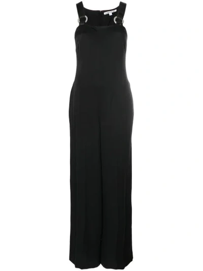 Elizabeth And James Loordes Embellished Satin-trimmed Cady Jumpsuit In Black